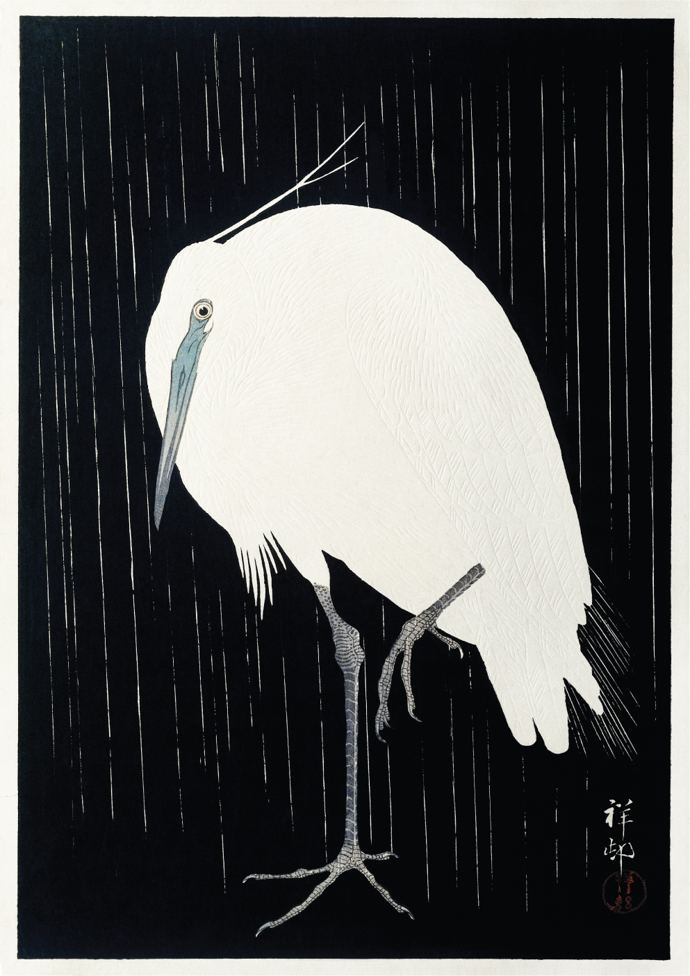 Egret in the rain
