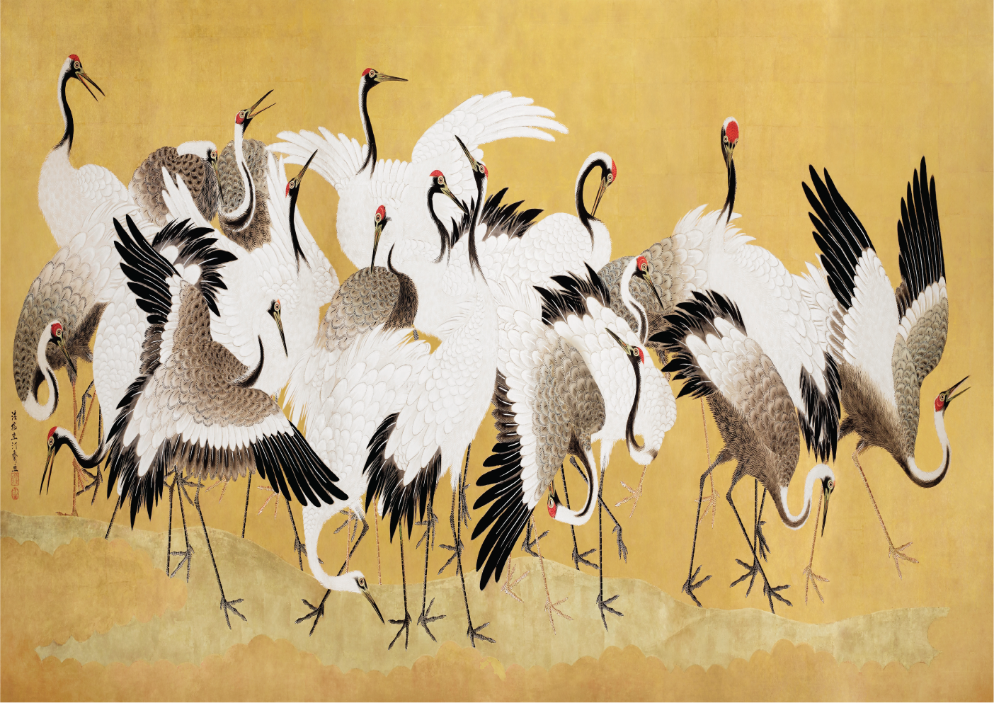 Japanese flock of cranes