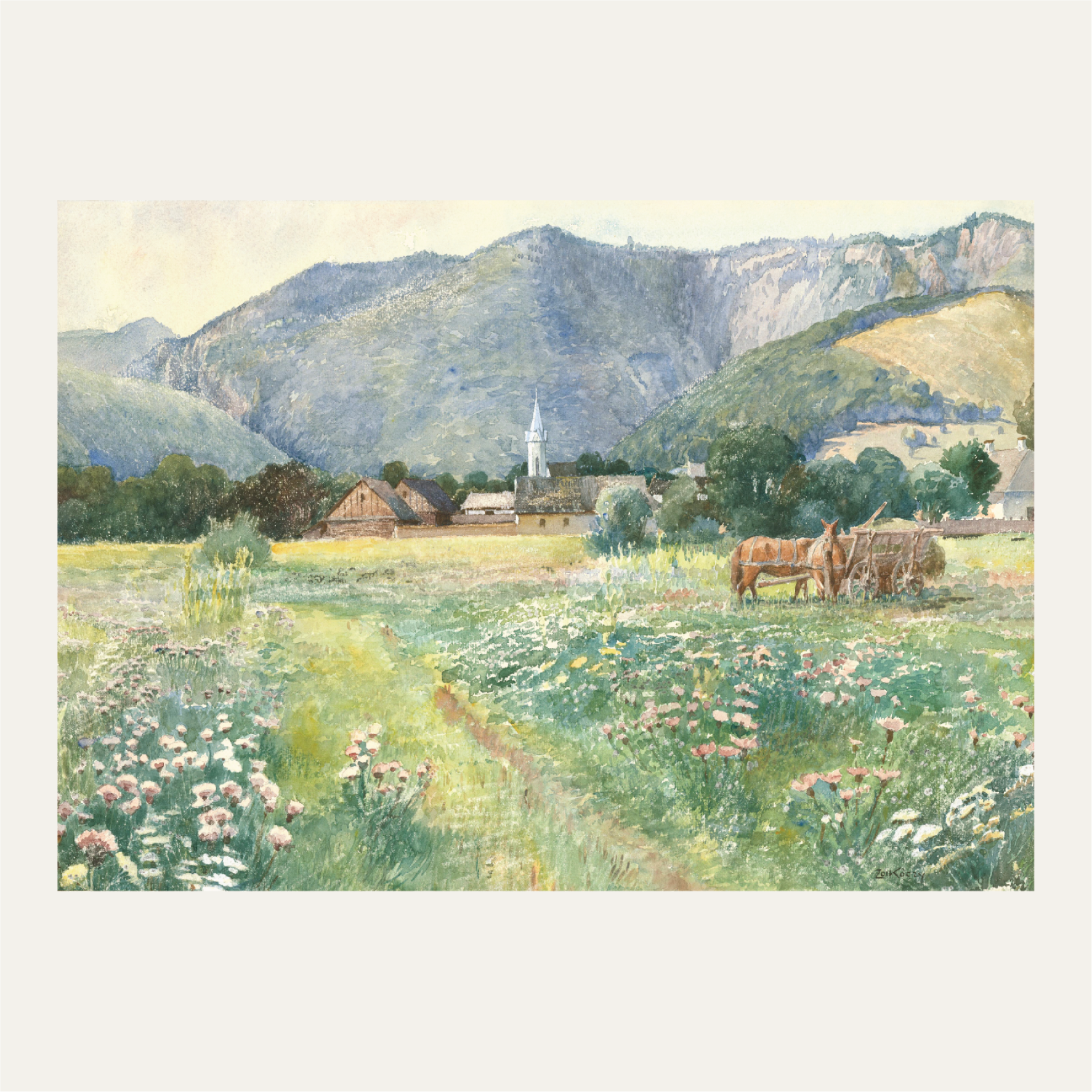 Landscape with a blooming meadow