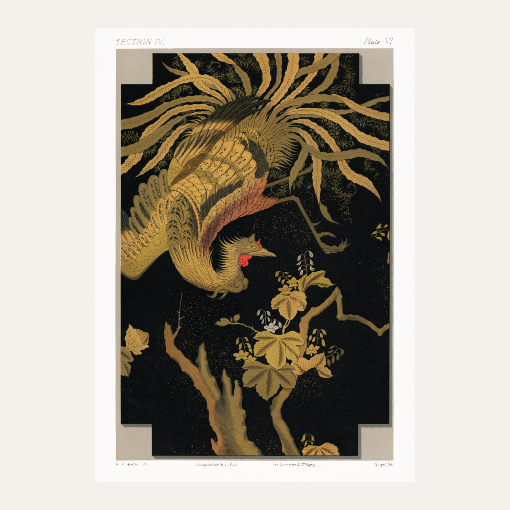 Antique Print of the Mythical 'Howo' above the Kiri