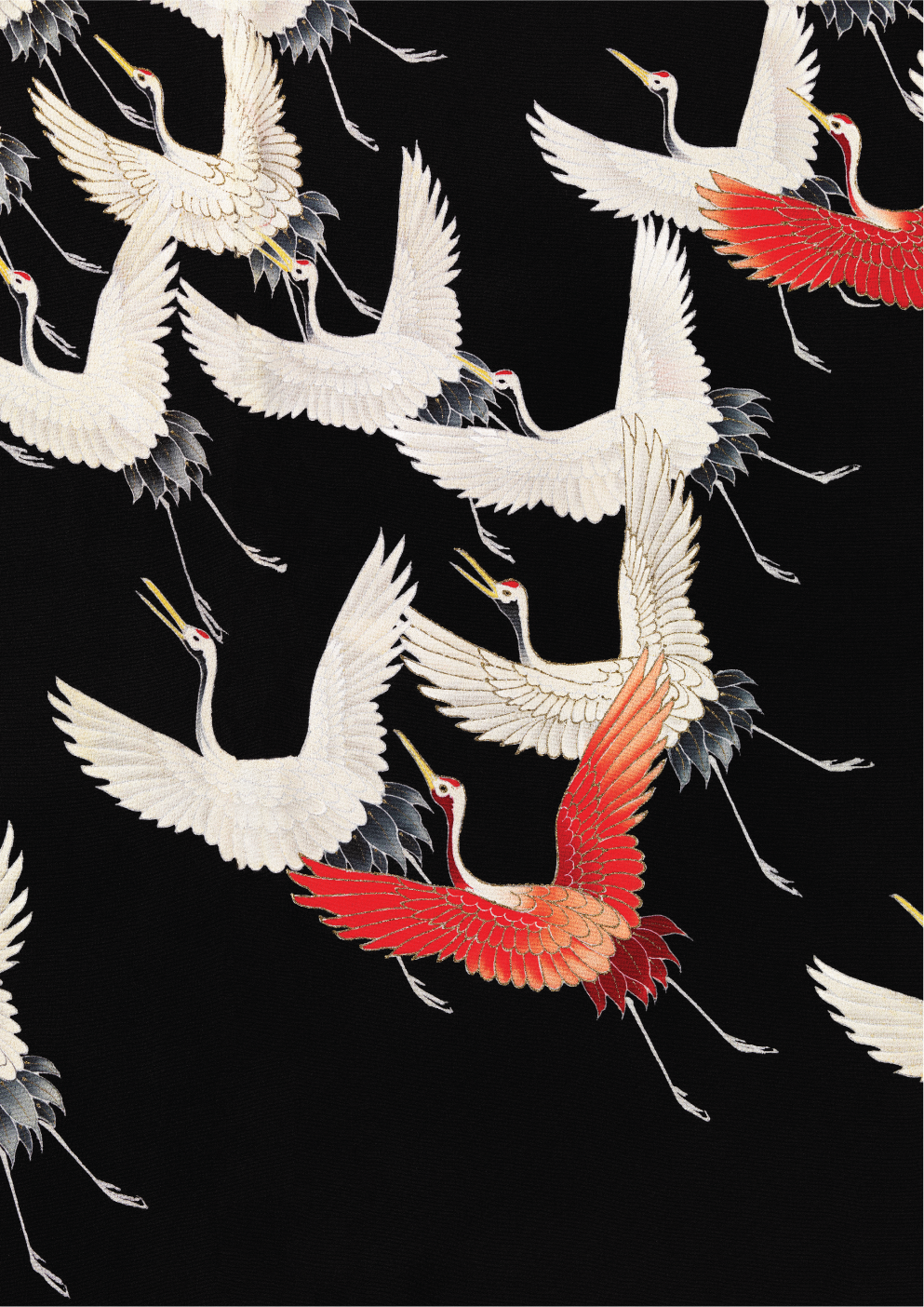 Furisode with a Myriad of Flying Cranes