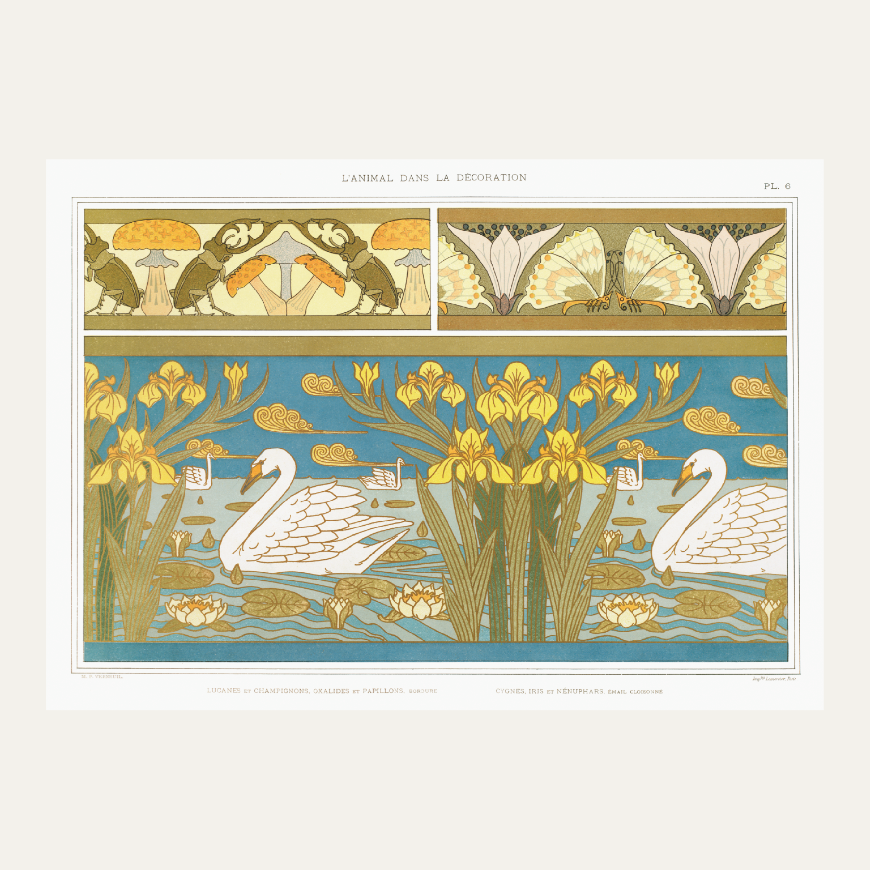 Swans, iris and water lilies from The Animal in the Decoration
