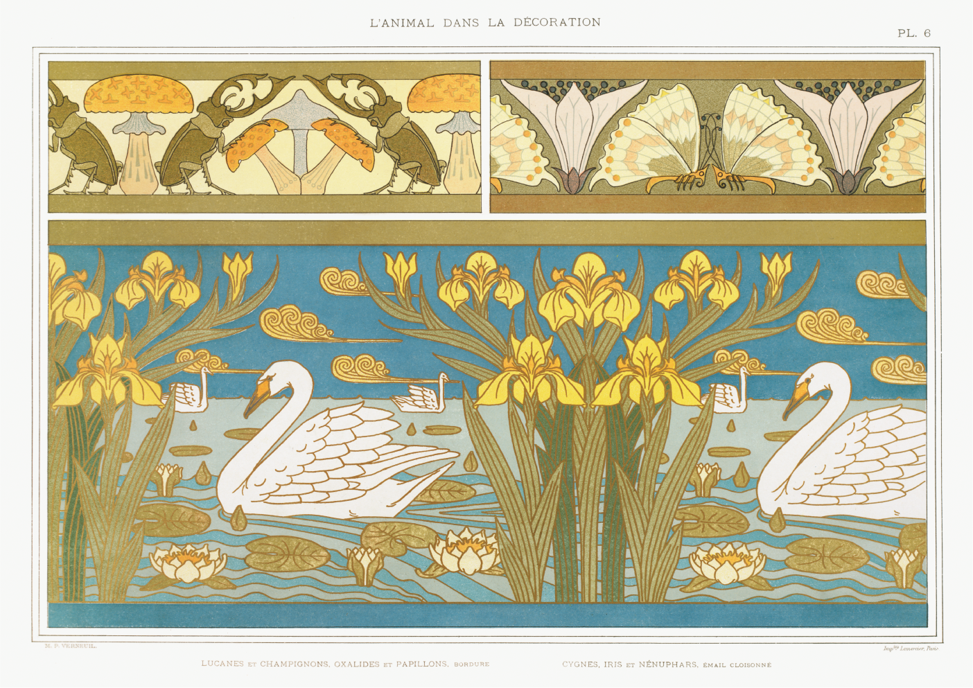 Swans, iris and water lilies from The Animal in the Decoration