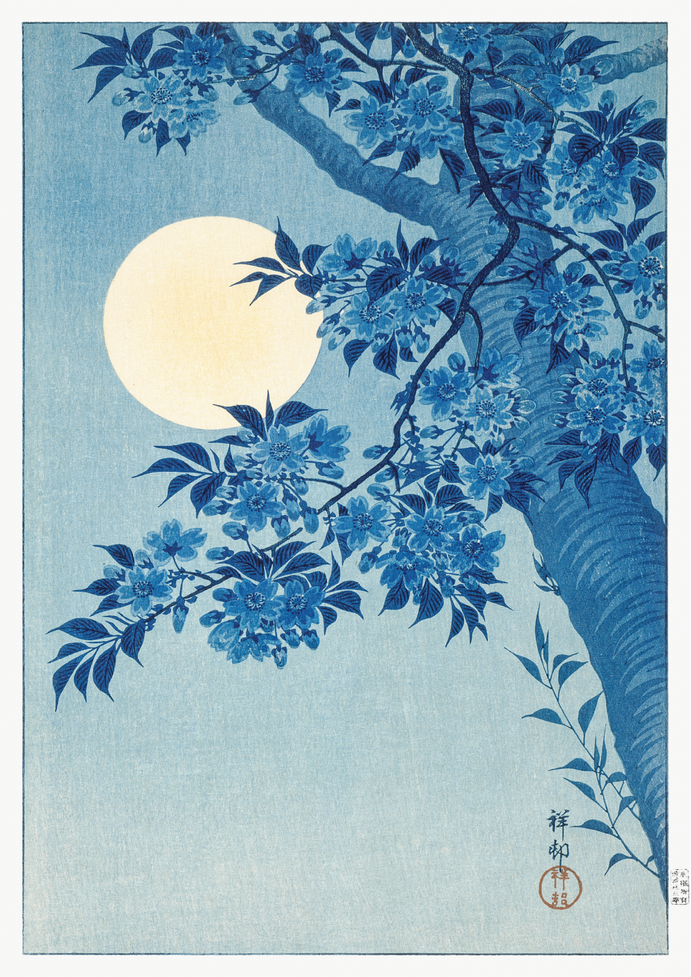 Blossoming Cherry on a Moonlit Night