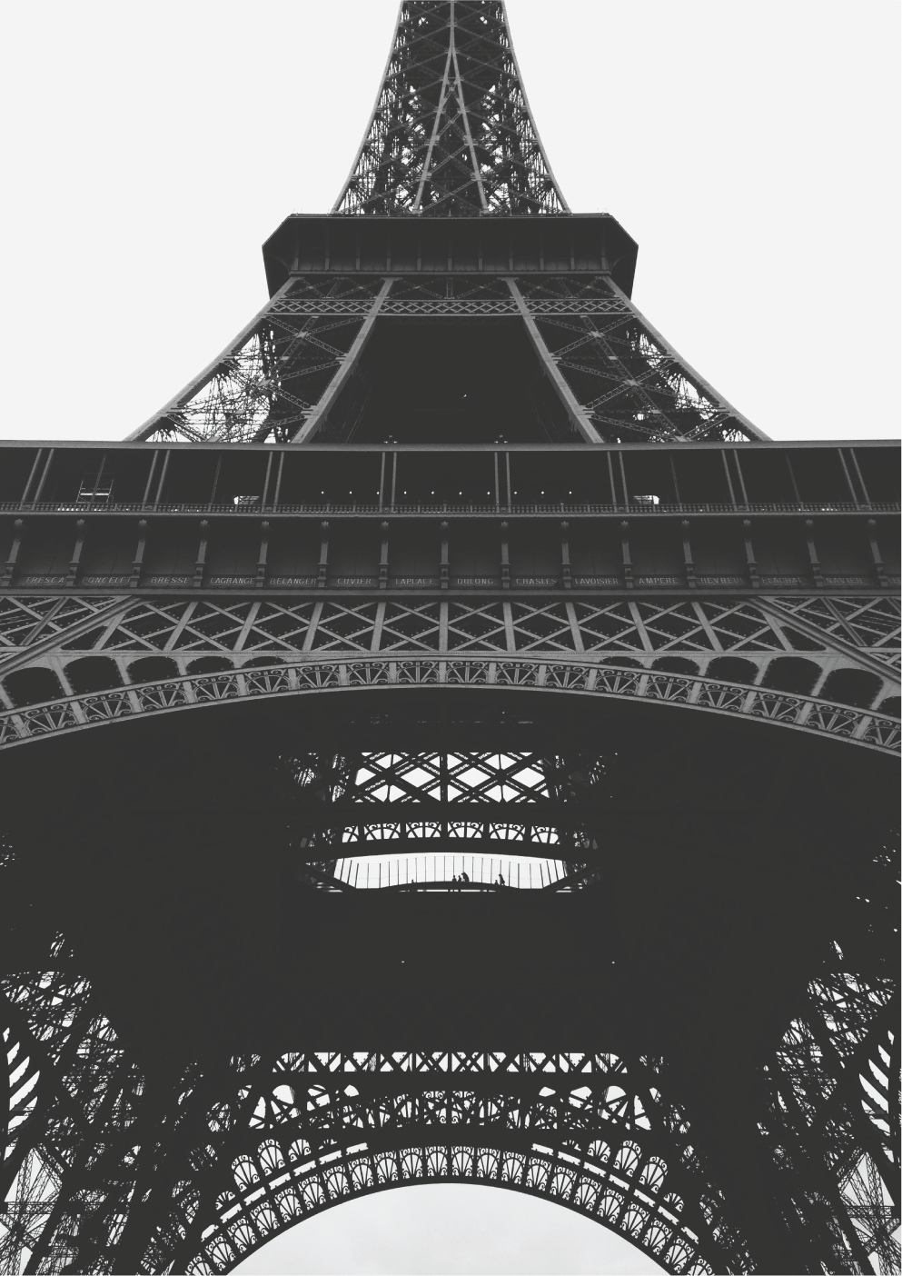 The Eiffel Tower in black and white