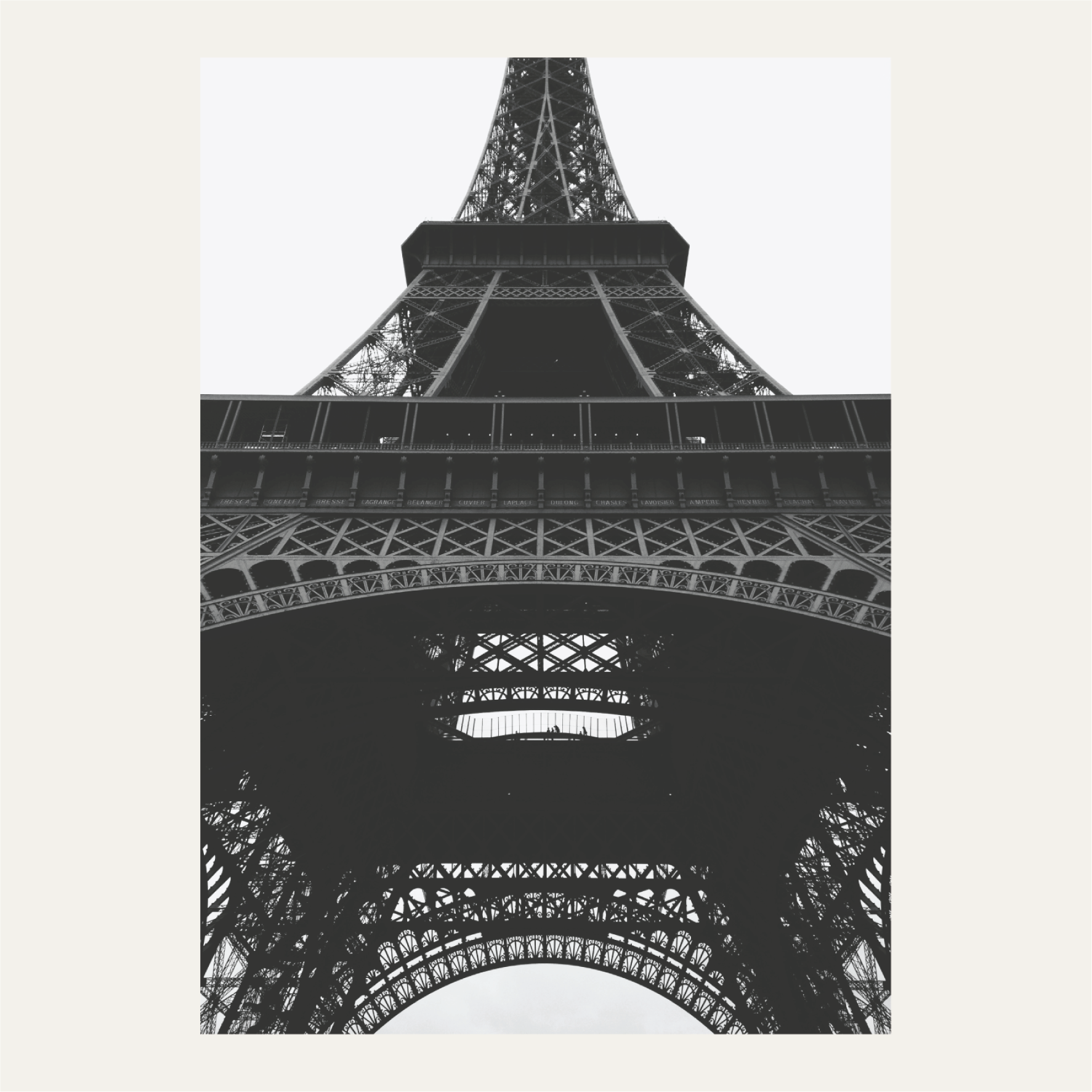 The Eiffel Tower in black and white